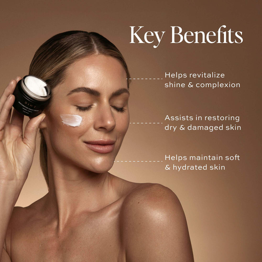 DIME crema nocturna con ceramidas para restaurar la hidratación nocturna de la piel.