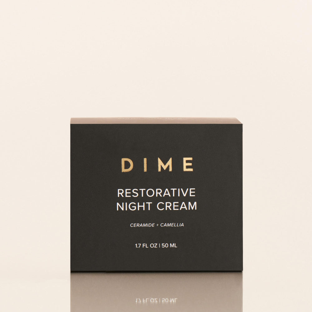 DIME crema nocturna con manteca de karité para piel suave al despertar.