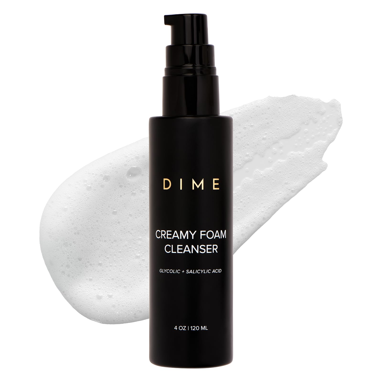 DIME Beauty limpia poros con espuma cremosa en rostro, sensación fresca.