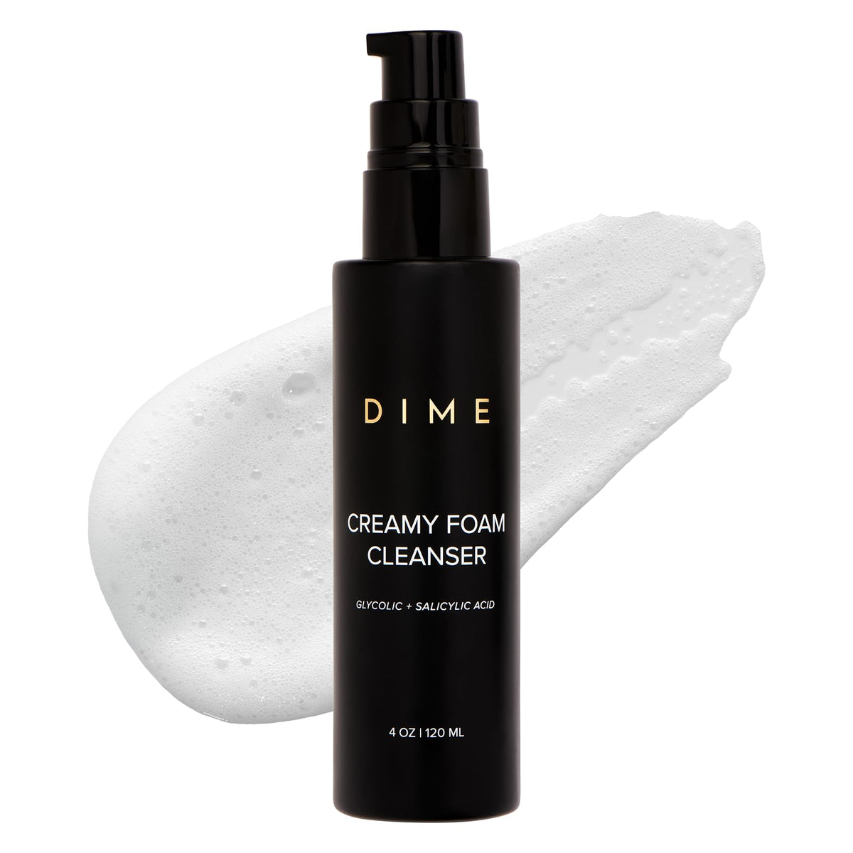 DIME Beauty limpia poros con espuma cremosa en rostro, sensación fresca.