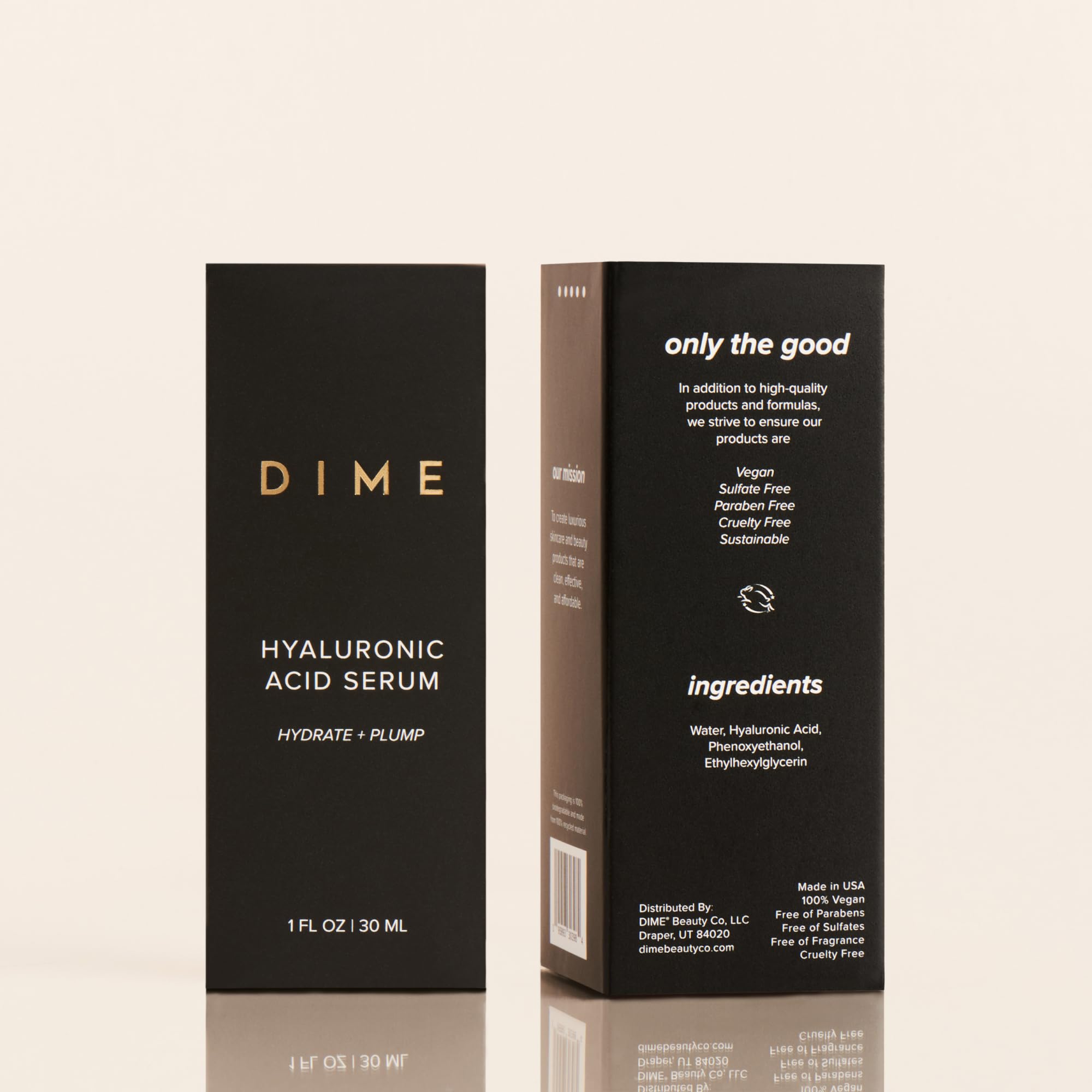Routine matin – sérum DIME prépare la peau à l'hydratation.