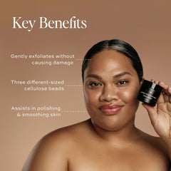 Texture veloutée du gommage DIME pour peau lisse.