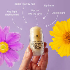 Aplicación suave de la textura cremosa de Dionis Balm en rostro y manos.