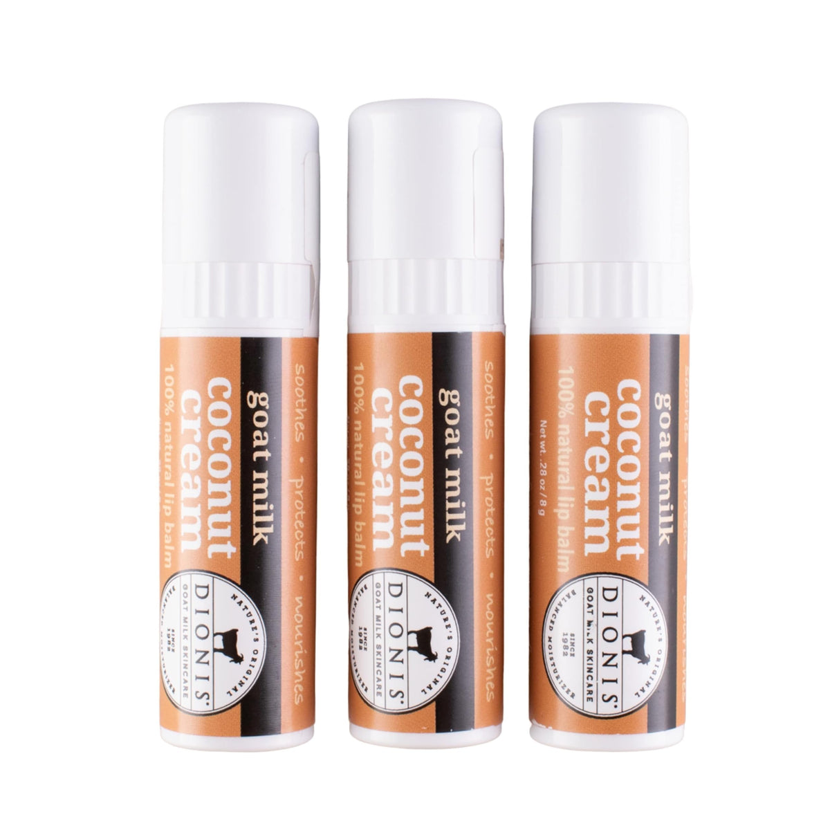 Bálsamo labial Dionis leche de cabra pack 3 para hidratación suave.