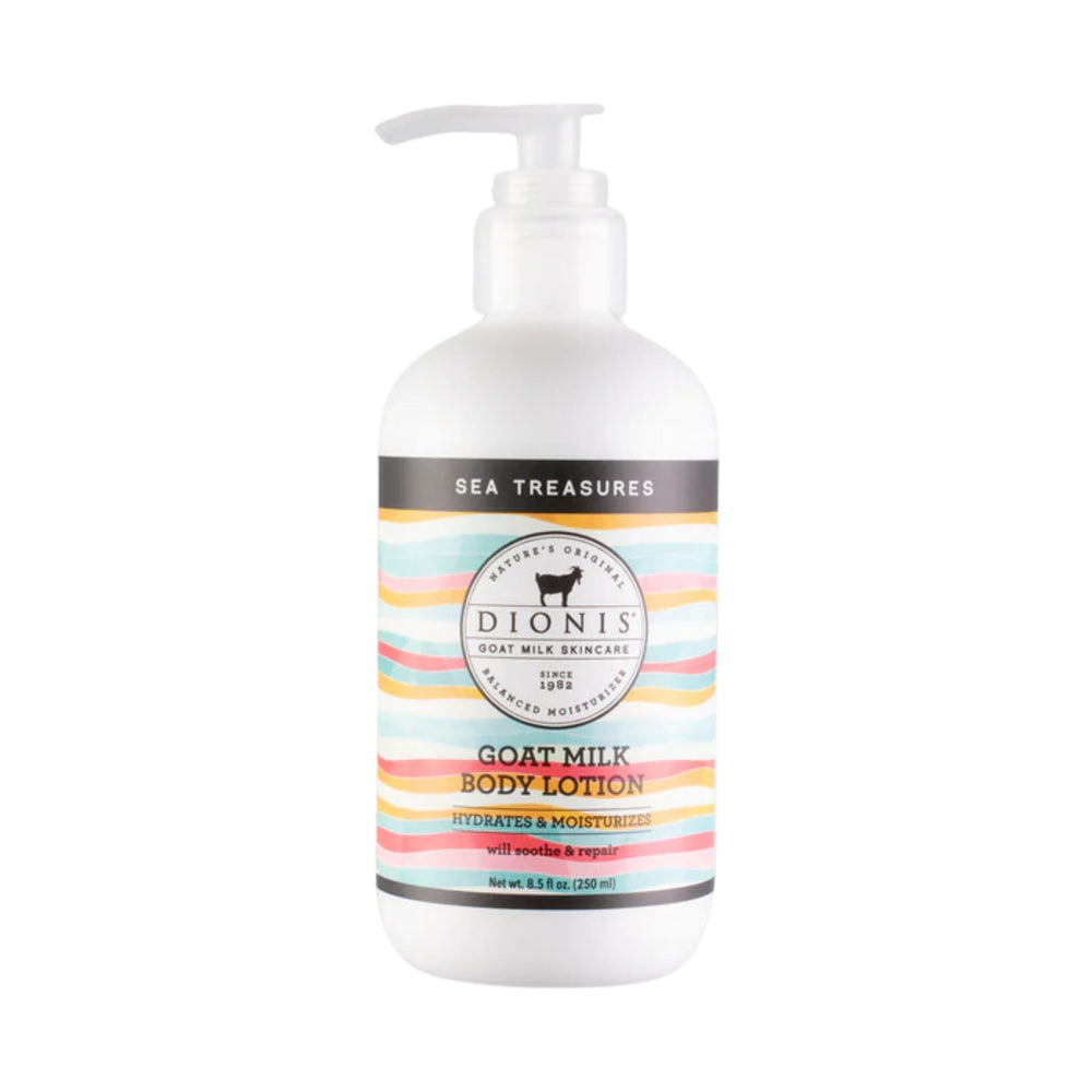Dionis Crema Corporal Tesoro del Mar en frasco, hidratación suave para piel seca.