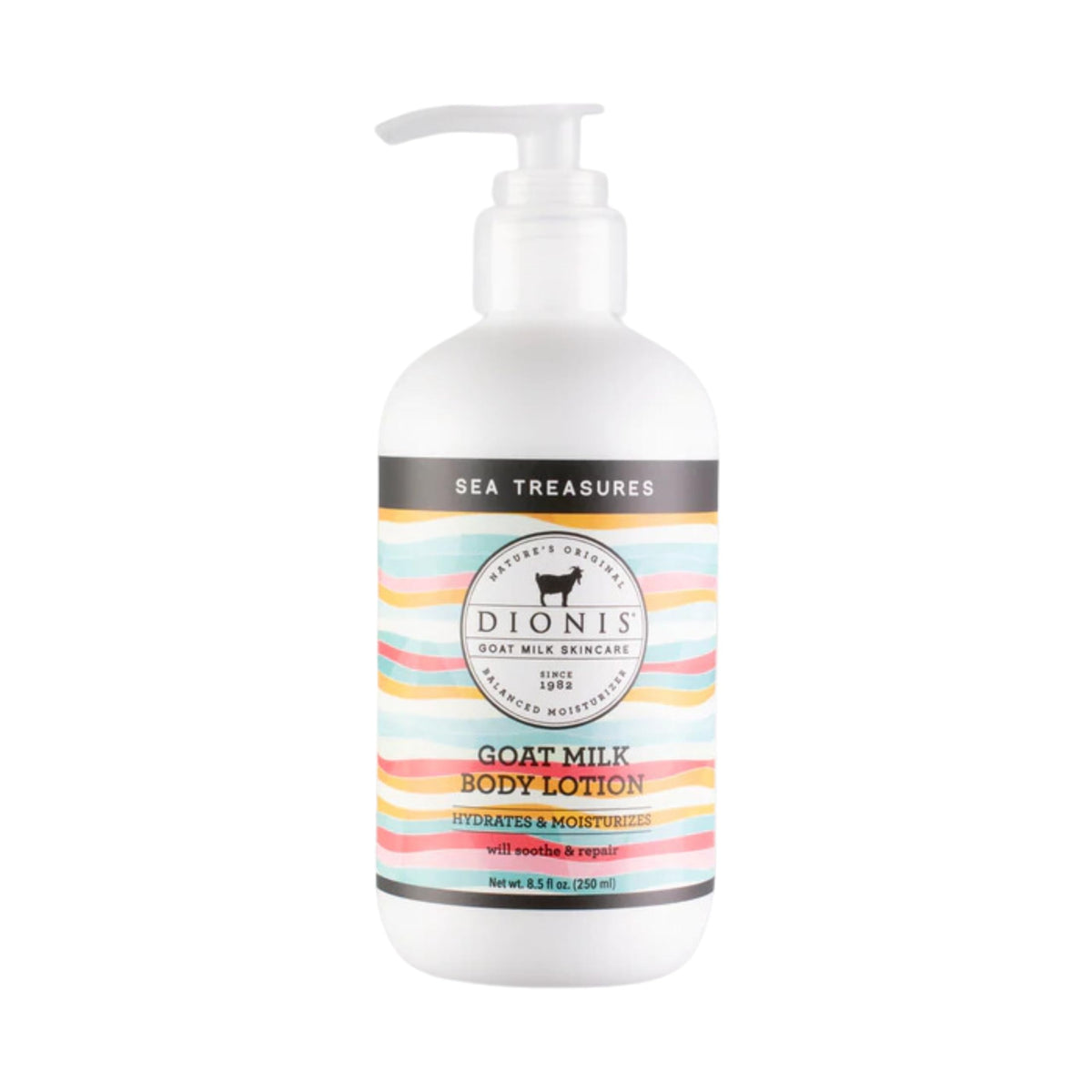 Dionis Crema Corporal Tesoro del Mar en frasco, hidratación suave para piel seca.
