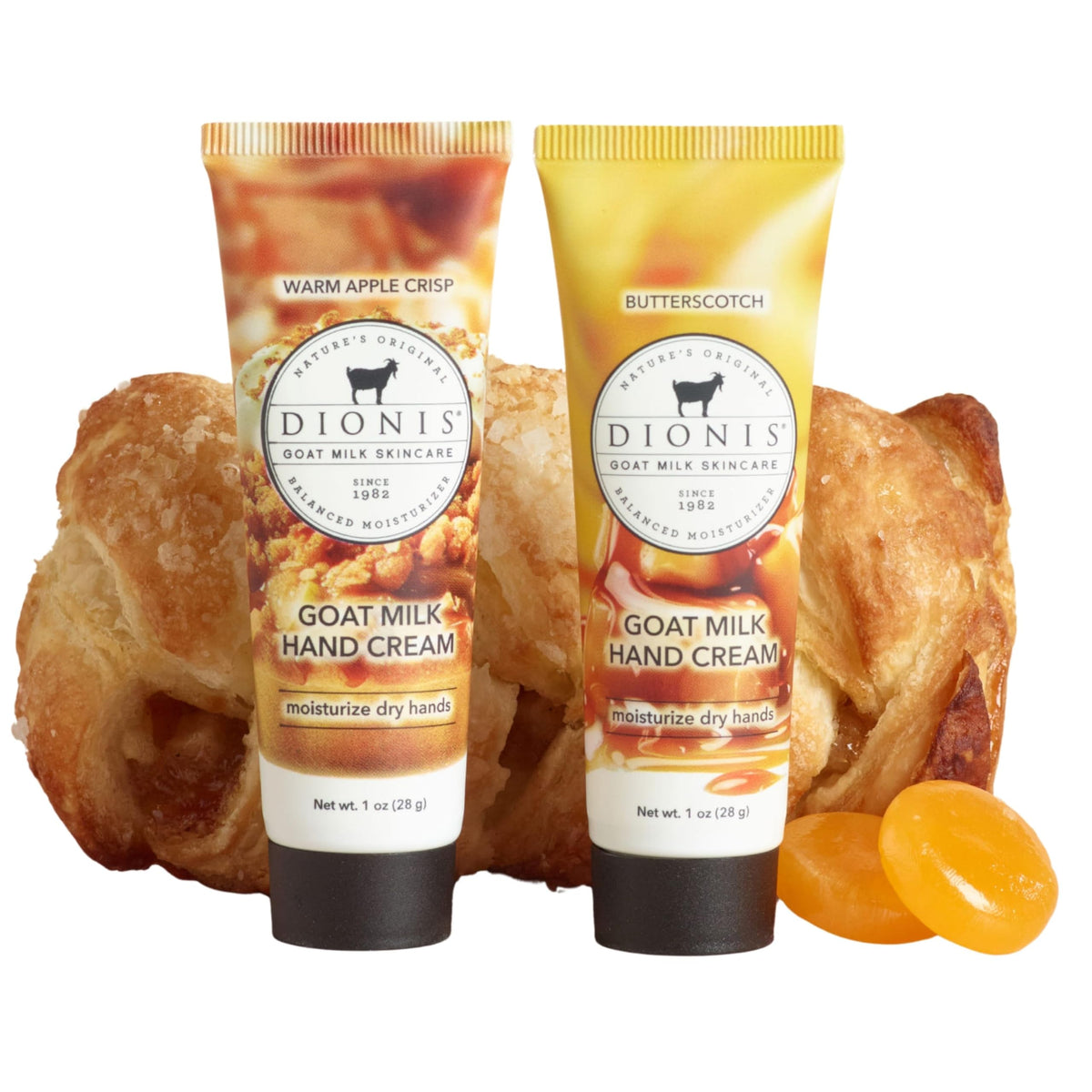 Dionis Crema de Manos: leche de cabra, manzana y caramelo para hidratación suave.