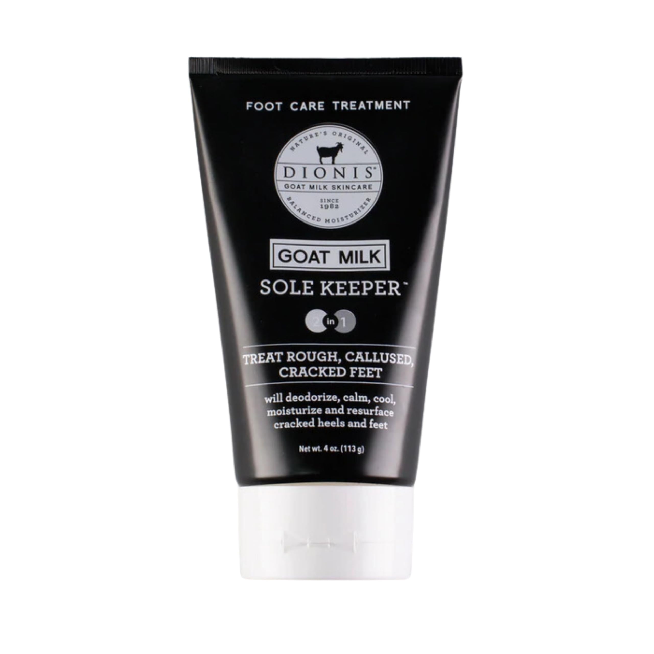 Dionis Sole Keeper frasco 4oz para hidratación profunda de pies.
