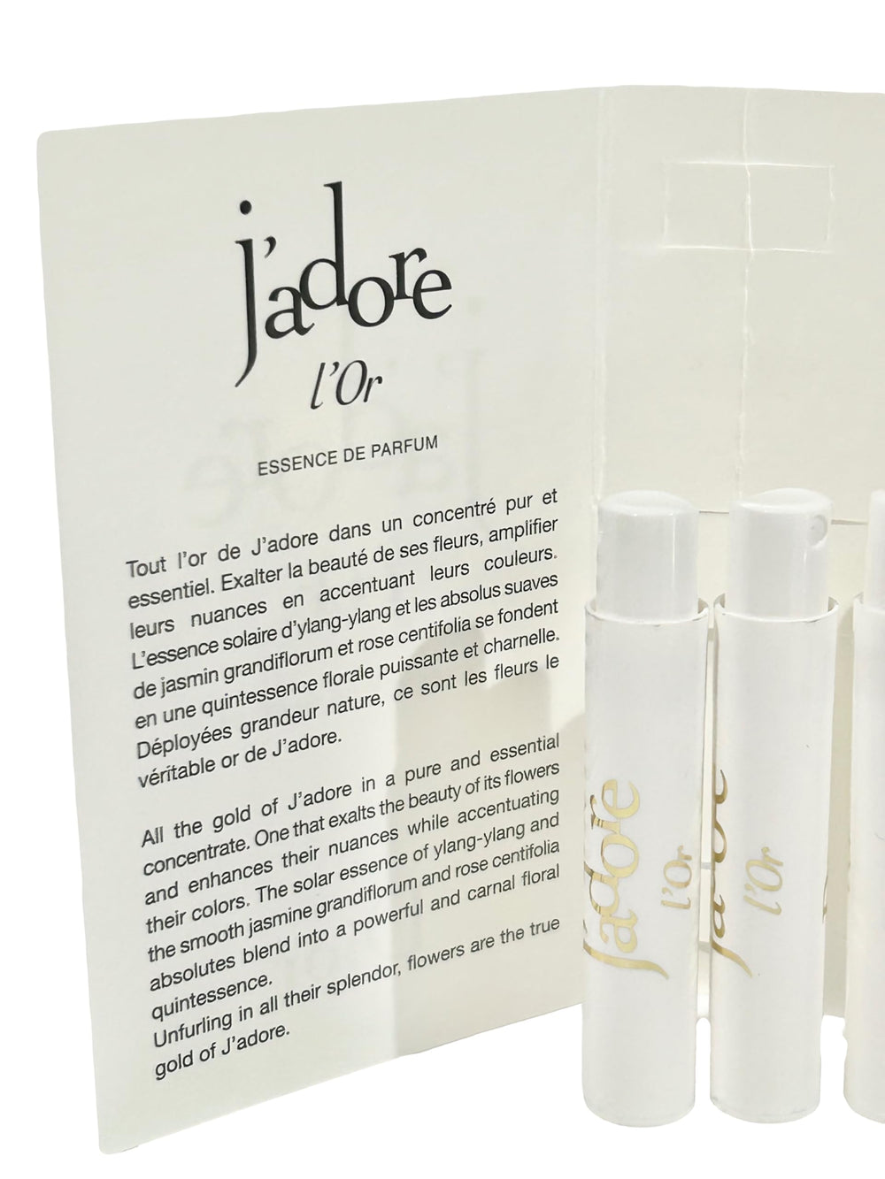 Aplicación rápida de Dior J'adore L’Or para pruebas en bolso.