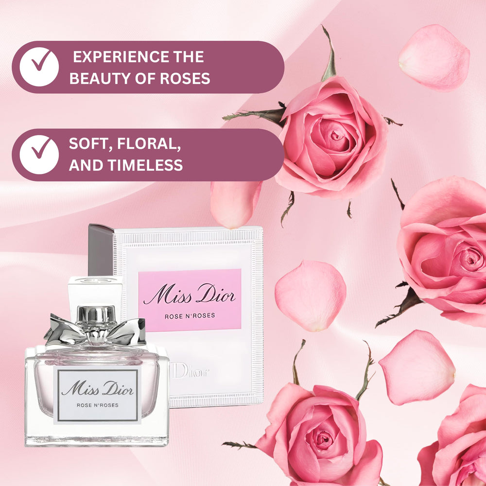 Diseño sobrio de botella Miss Dior Rose N' Roses.