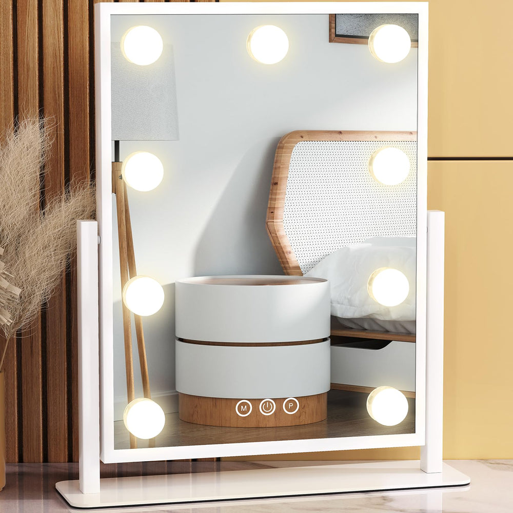 Dirket espejo de tocador con luces, vista frontal, ideal para maquillaje diario