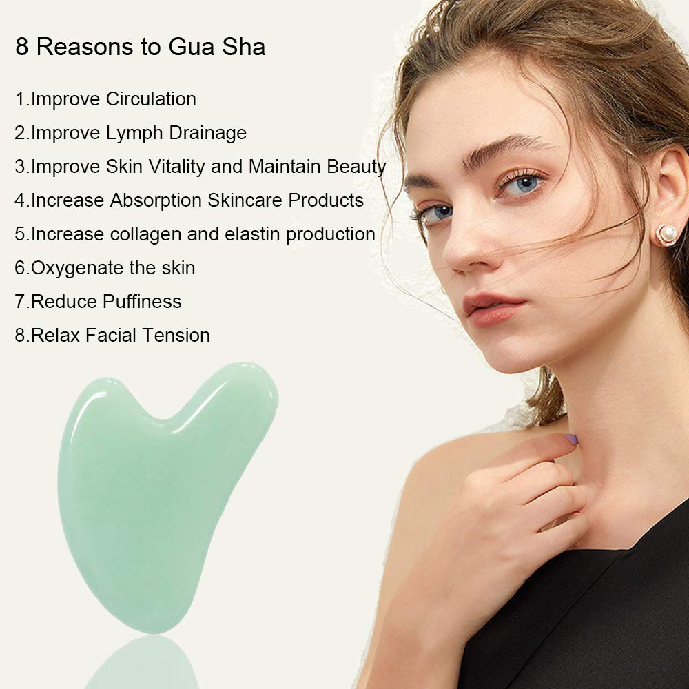 Ditind gua sha de jade, masaje cuello para aliviar tensiones.