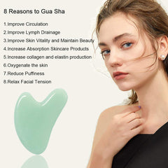 Ditind gua sha de jade, masaje cuello para aliviar tensiones.
