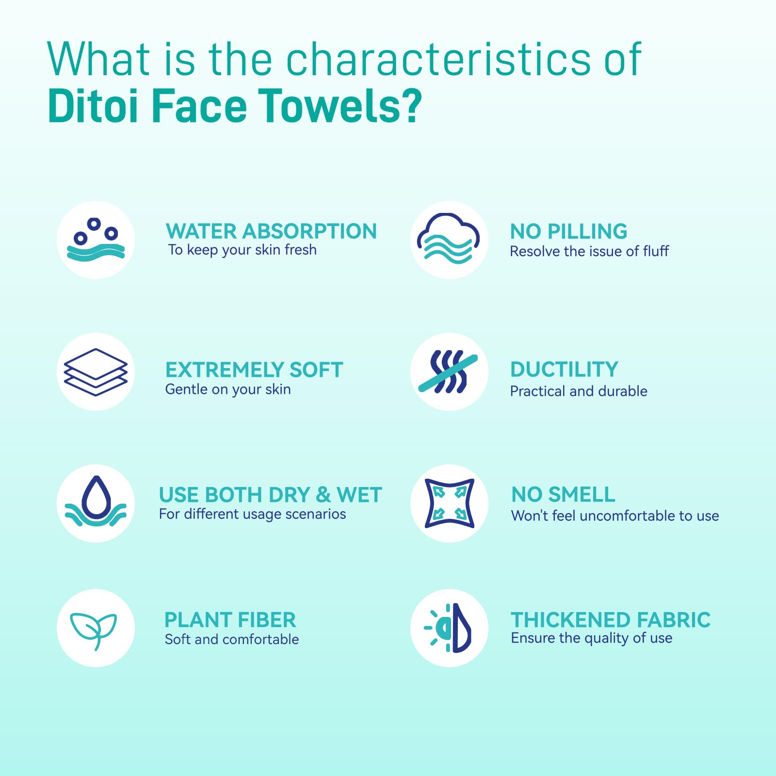 Ditoi Face Towels alta absorción para secado rápido y suave