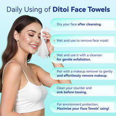 Ditoi, toallitas faciales de dos caras suaves para limpieza diaria.