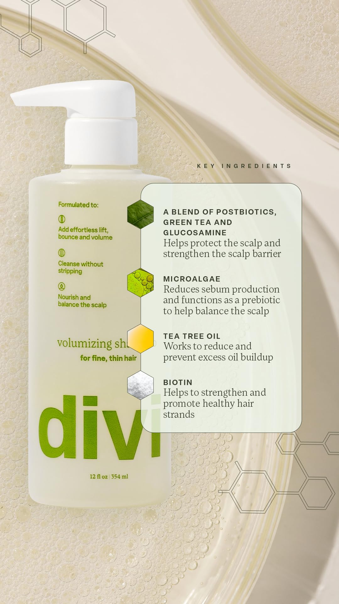 Divi acondicionador con arroz, proteína, olivo y romero, cabello fortalecido y nutrido.