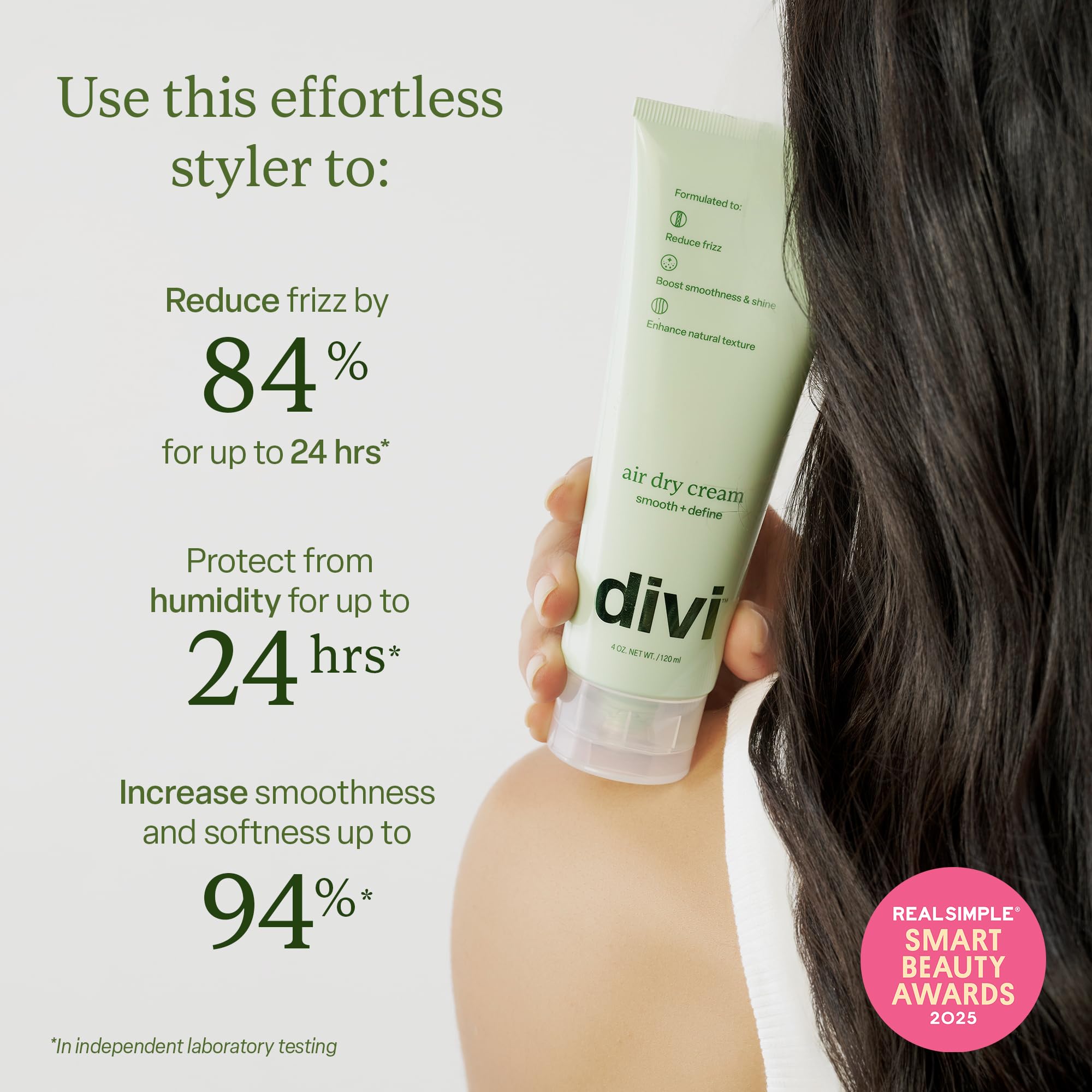 Divi Air Dry para pelo ondulado aporta brillo suave y control del frizz.