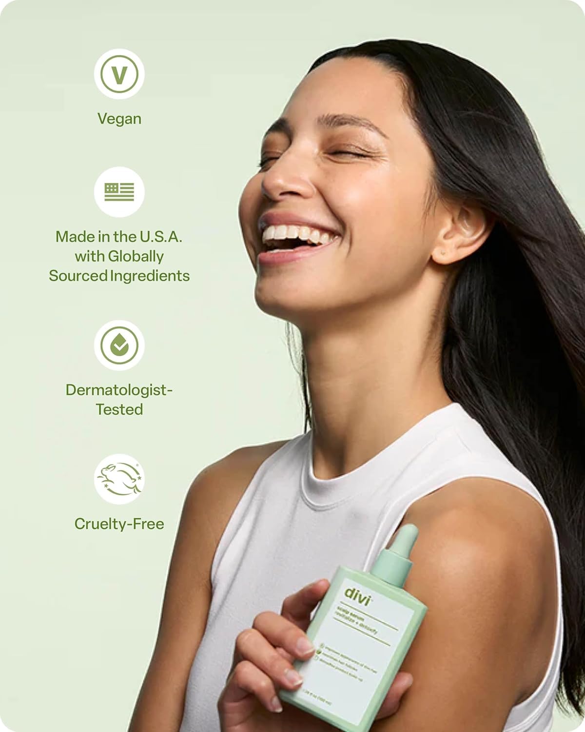 Divi etiqueta limpia y fórmula sin sulfatos para cabello teñido.