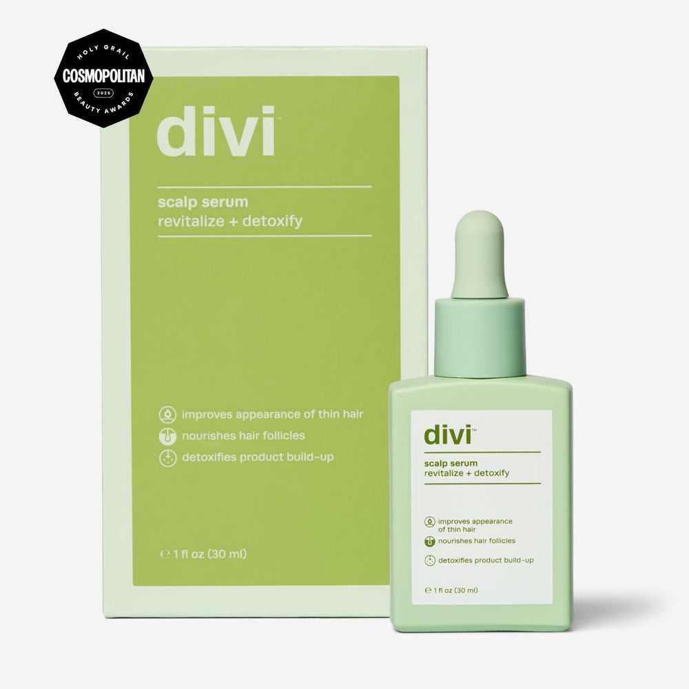 Divi Serum: aplicación diaria en cuero cabelludo para sensación fresca.
