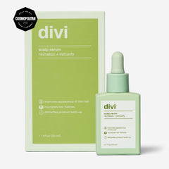 Divi Serum: aplicación diaria en cuero cabelludo para sensación fresca.