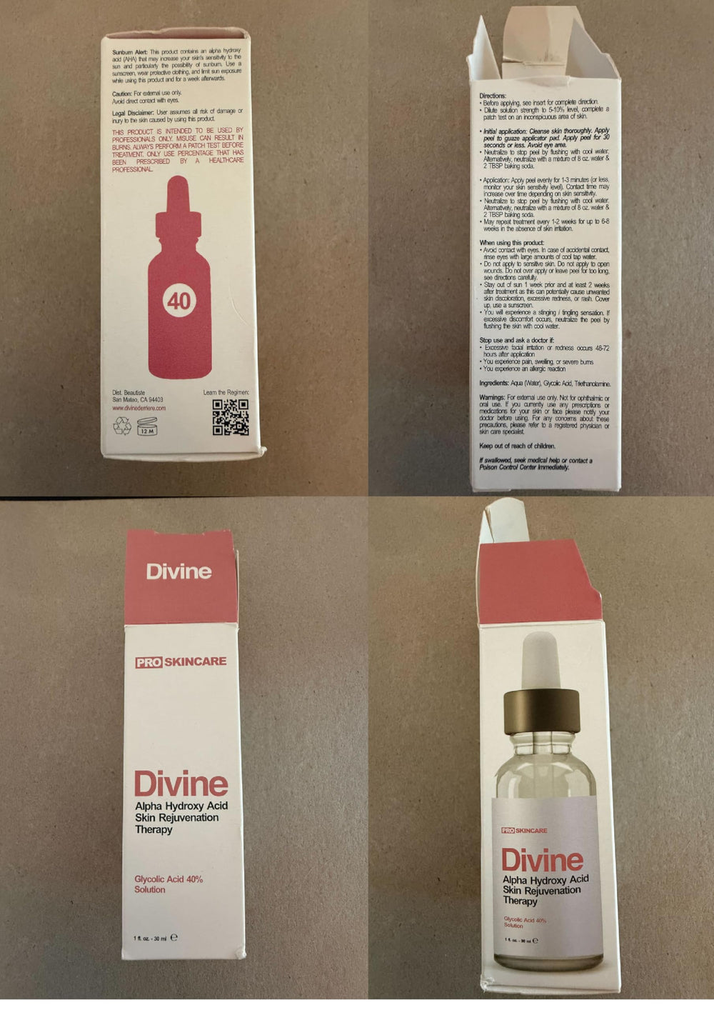 Teint plus uniforme après le peel Divine Derriere glycolique 40%