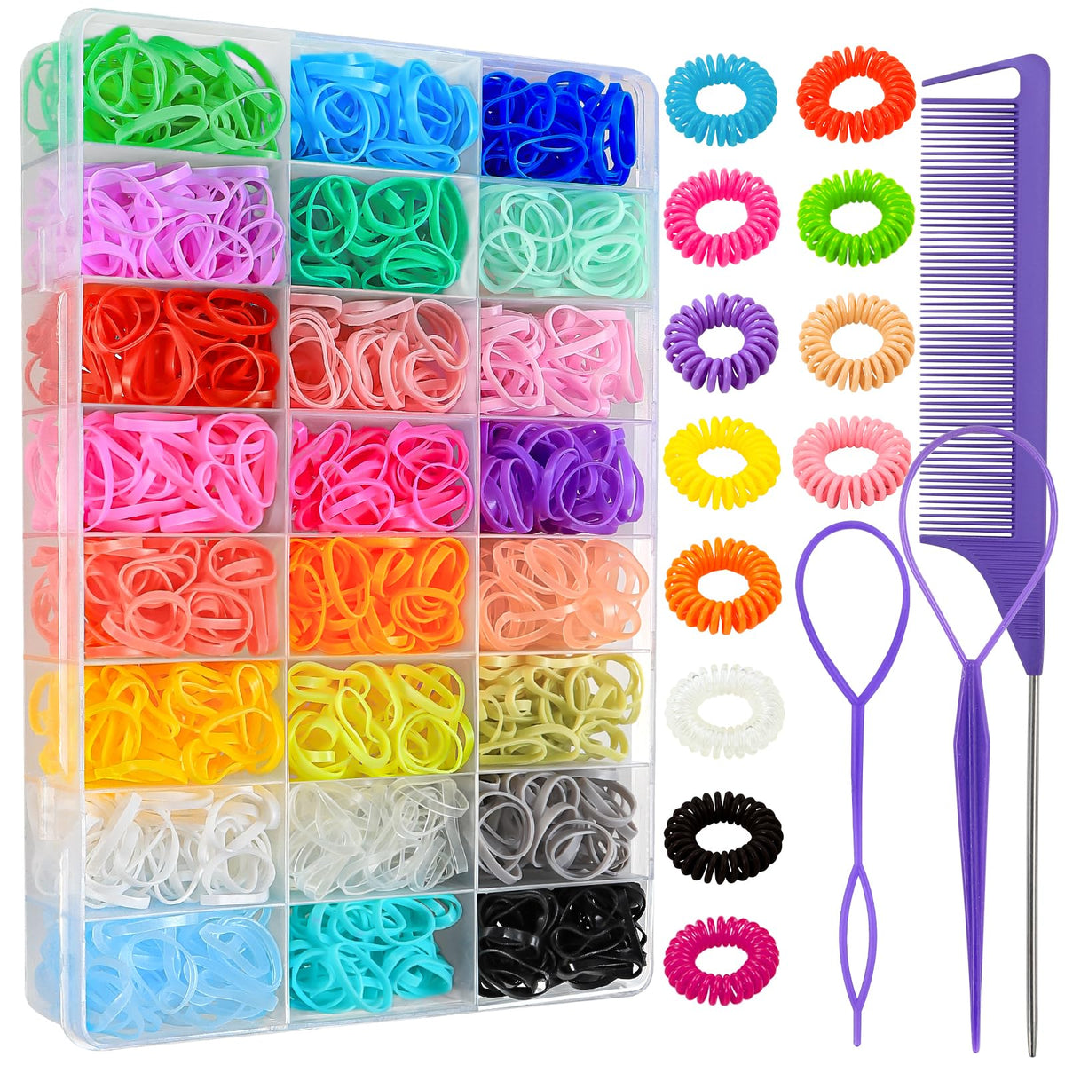 DIYDEC lazos elásticos 24 colores para peinados variados.