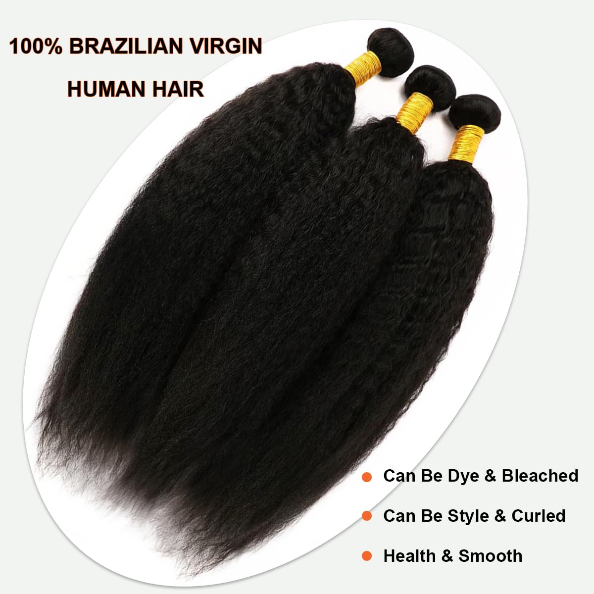 DJFG kinky straight bundles 20 inch weft closeup demonstrates fullness and bounce