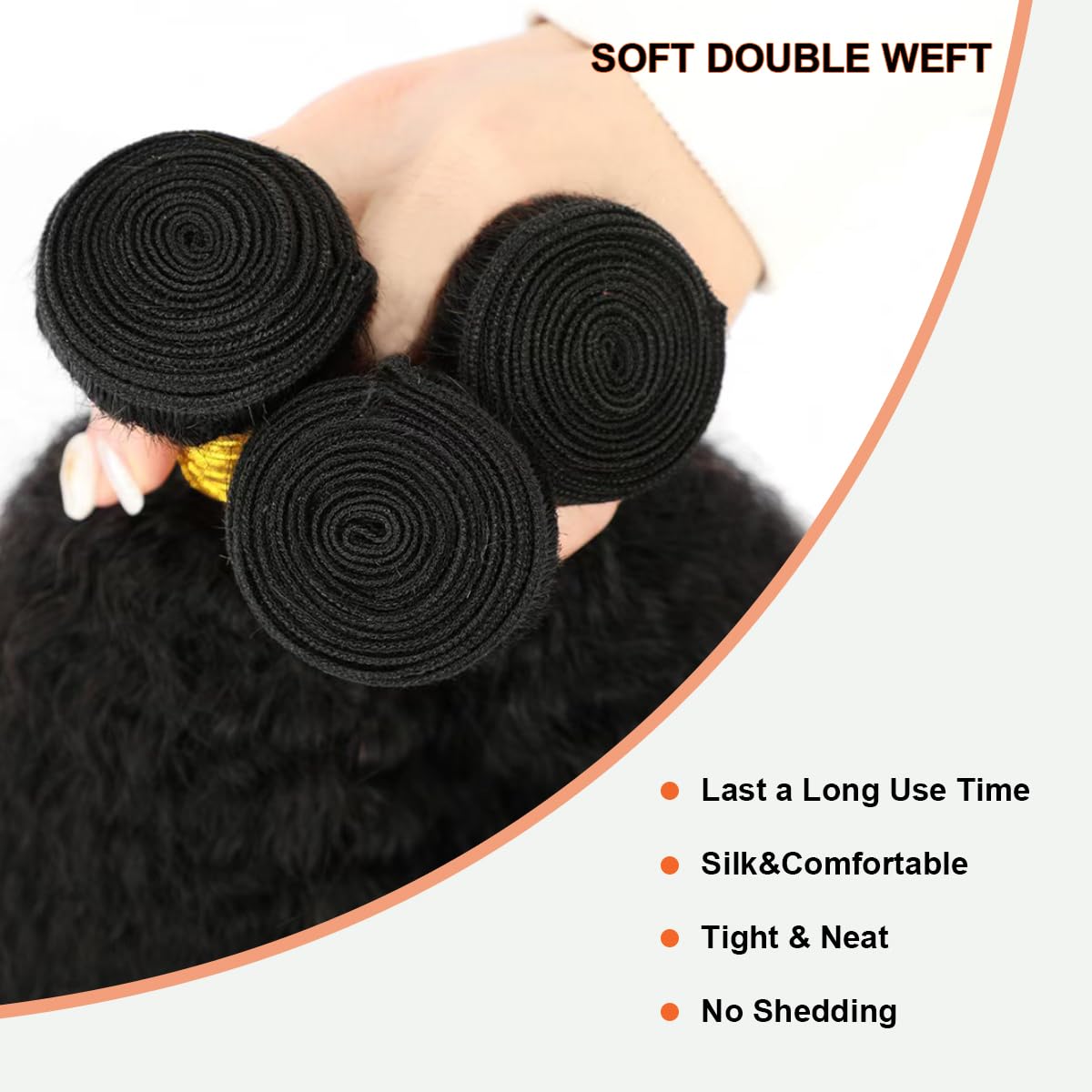 DJFG kinky straight bundles 22 inch weft closeup highlights dramatic length and shine