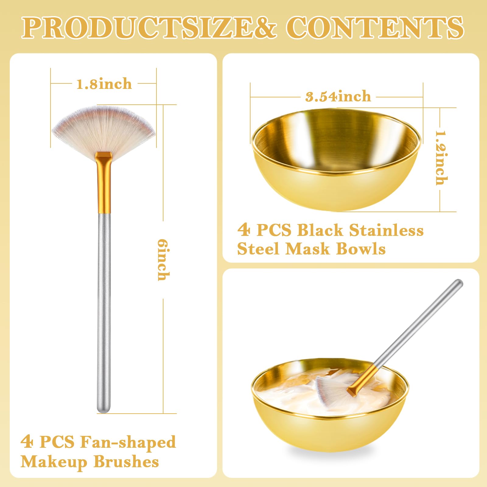 DLUGOPIS brochas faciales doradas, cerdas suaves para aplicar mascarillas uniformemente.