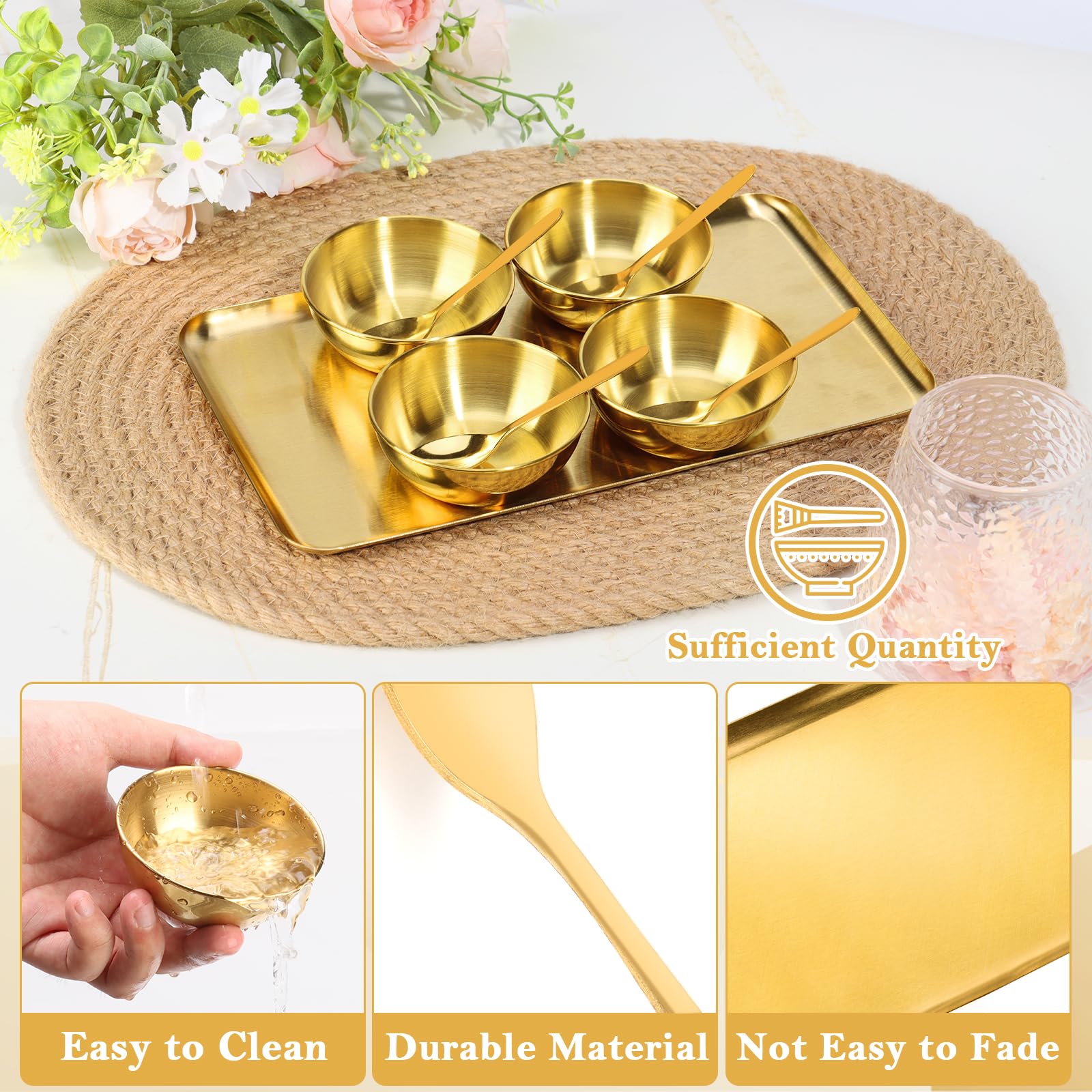 DLUGOPIS cucharas esteticistas doradas, diseño ergonómico para combinar y aplicar productos.