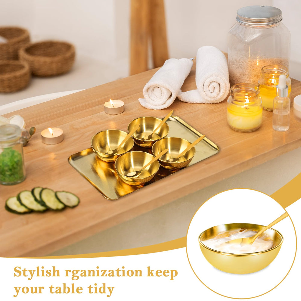 DLUGOPIS kit cuidado facial dorado, añade elegancia y organización a la mesa de baño.