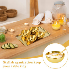 DLUGOPIS kit cuidado facial dorado, añade elegancia y organización a la mesa de baño.