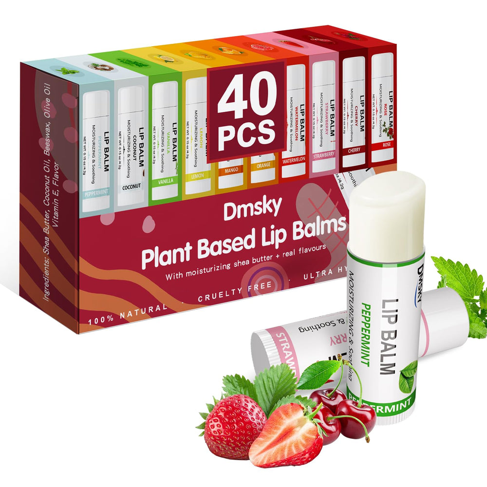 Dmsky 40-pack lip balm variety for daily hydration.