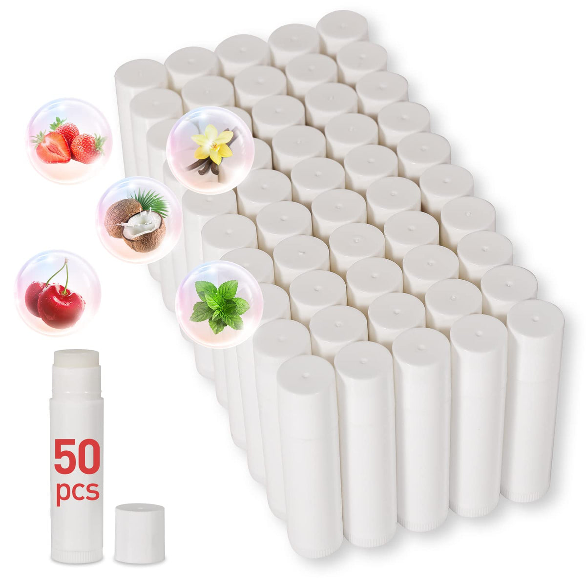 Bálsamo labial DMSKY 50 pack sin etiqueta, perfecto para regalos y fiestas.
