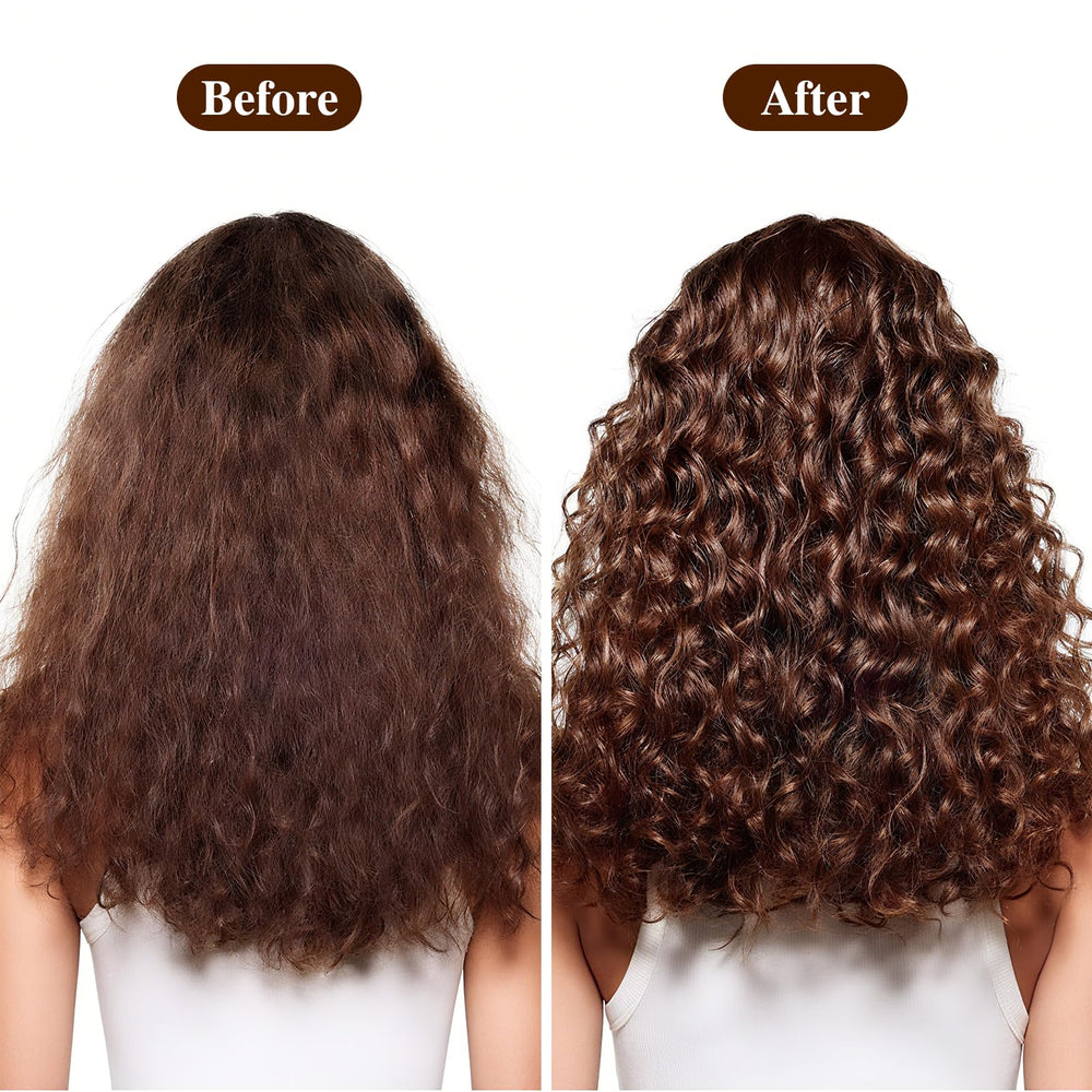 Ingredientes con coco y karité nutren profundamente el cabello