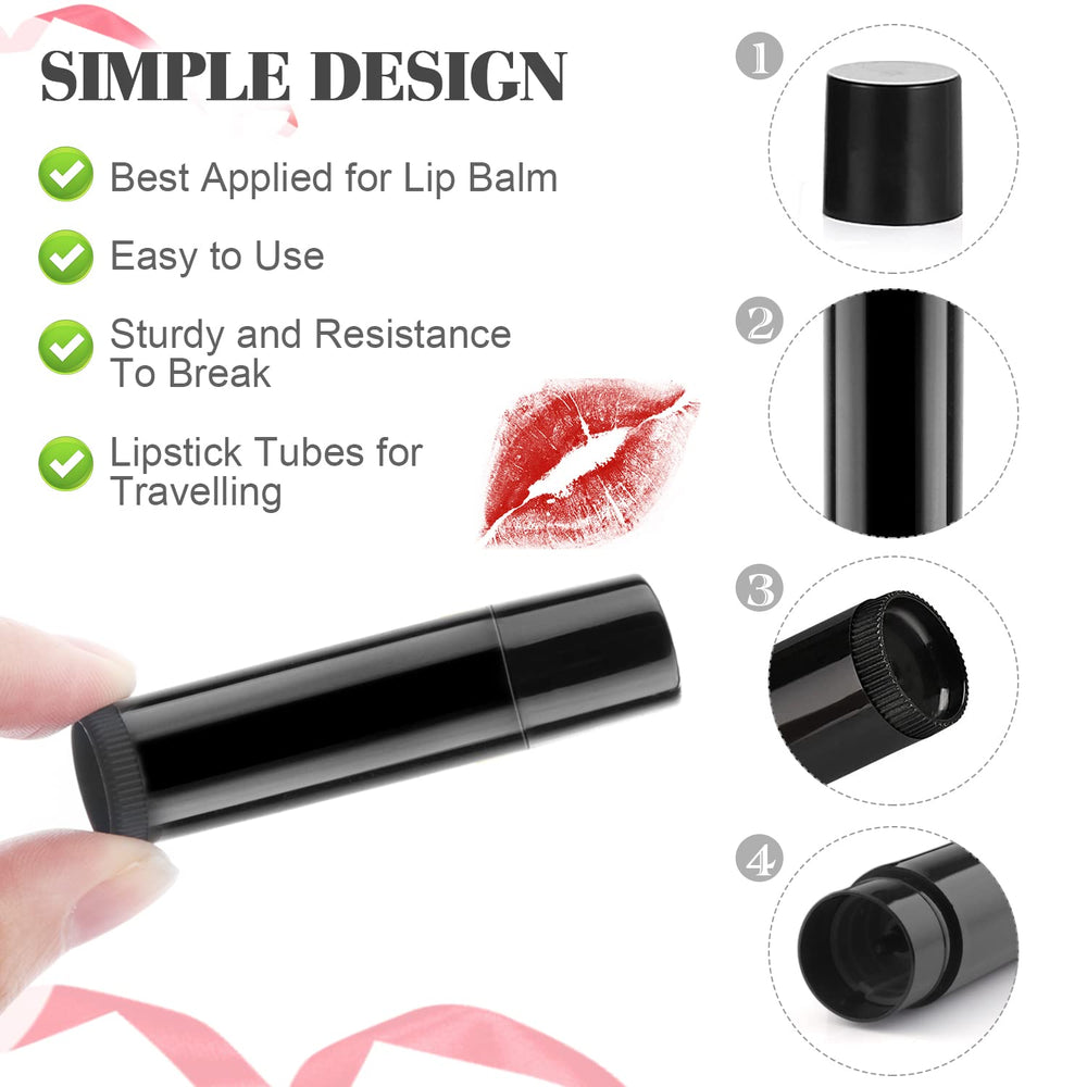 DMuuuDM tubo de bálsamo labial negro vacío para hazlo-en-casa y muestras.