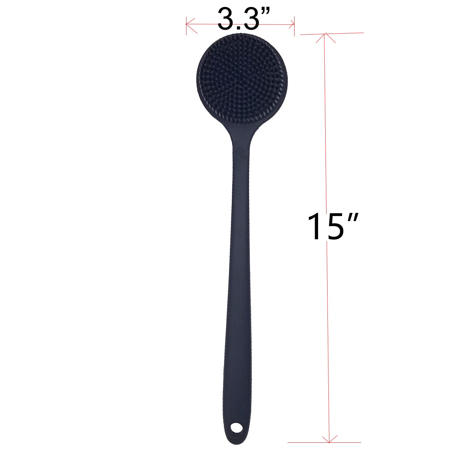 Cepillo DNC de espalda con mango largo de 15 pulgadas para alcance completo.
