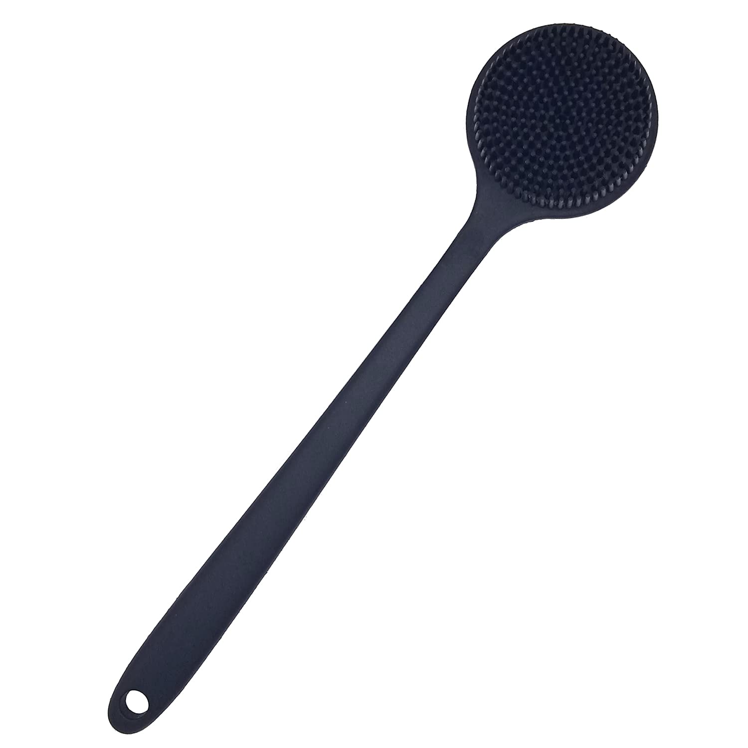 Cepillo con nodos de masaje para relajar cuello y pantorrillas tras la ducha.