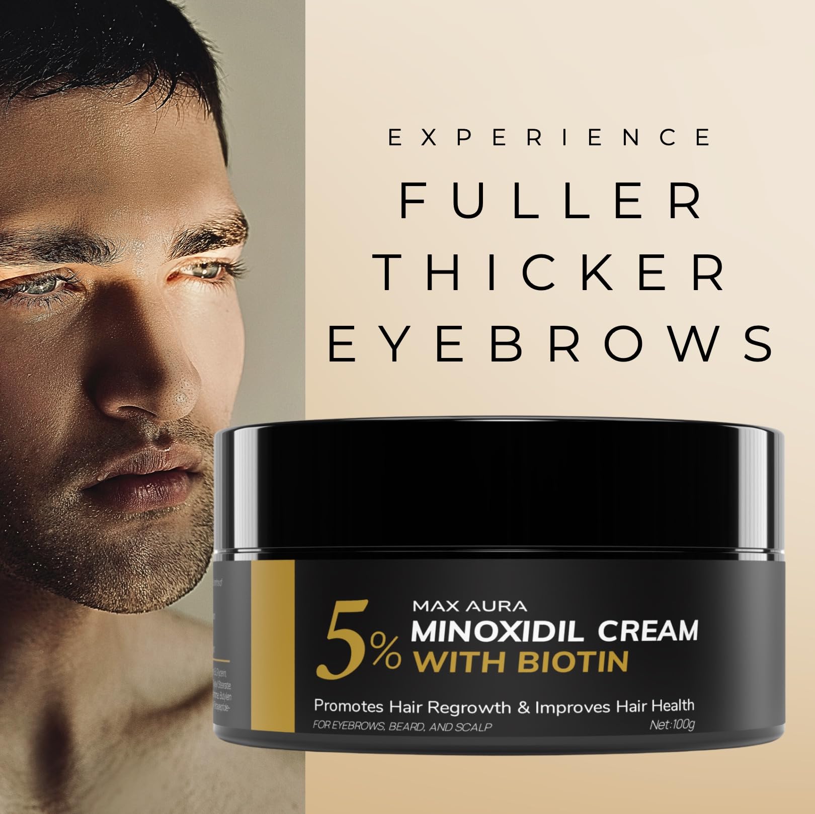 DNKTNK MAX AURA crema minoxidil 5% biotina, rutina diaria simple y efectiva.