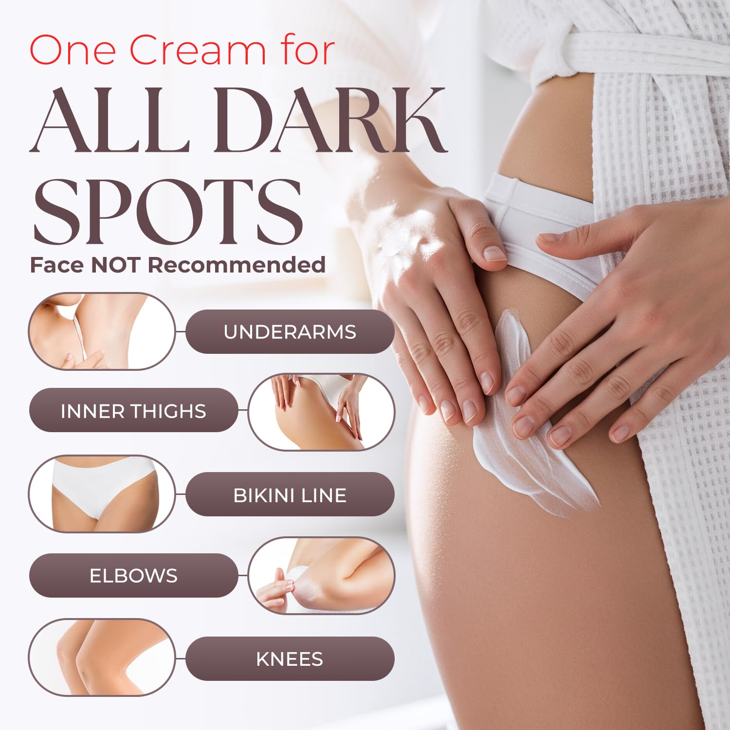 Do Me crema blanqueadora para rodillas, tono uniforme y piel nutrida.