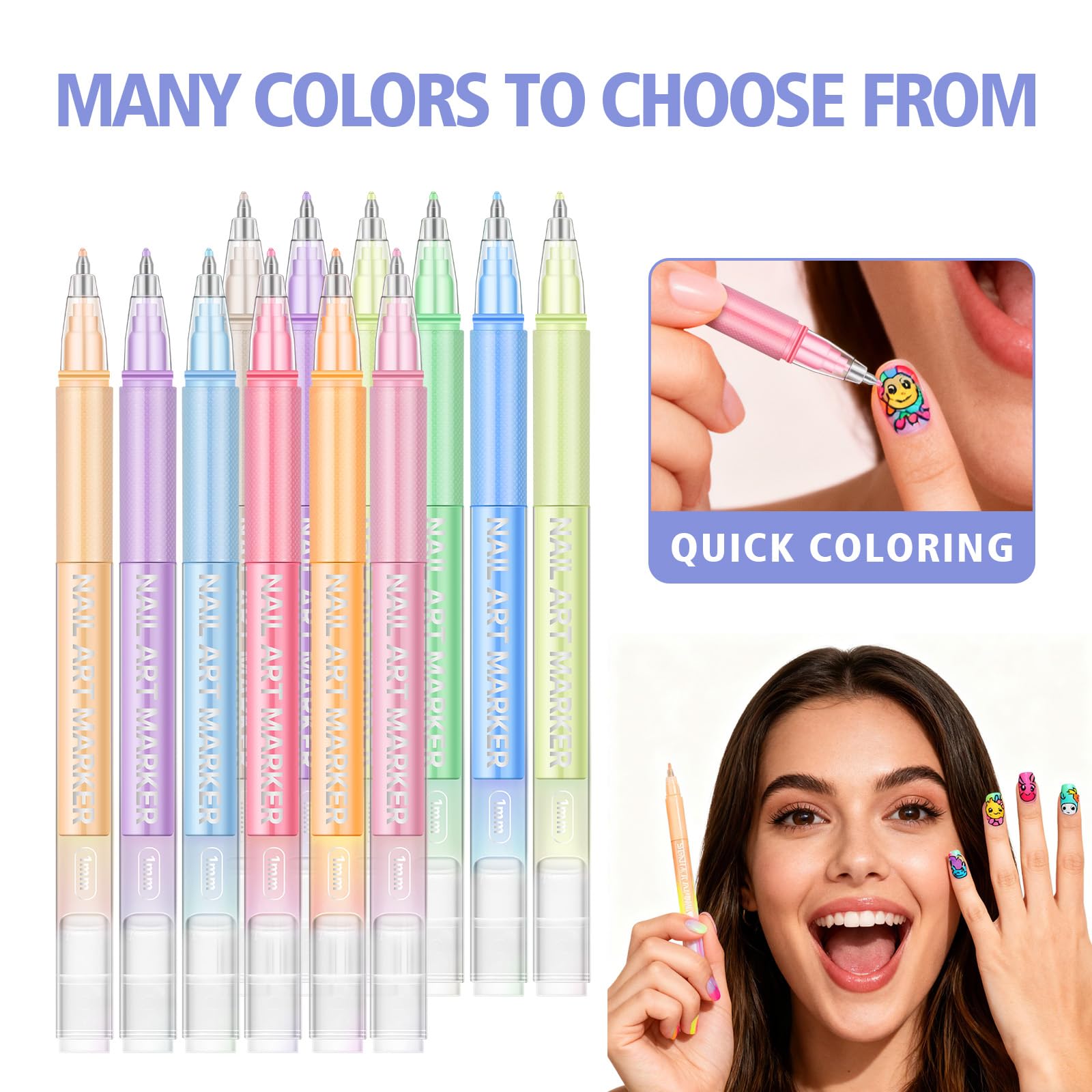 DOAIBAKS bolígrafos para arte de uñas con punta ultra fina de 0,5 mm para trazos precisos
