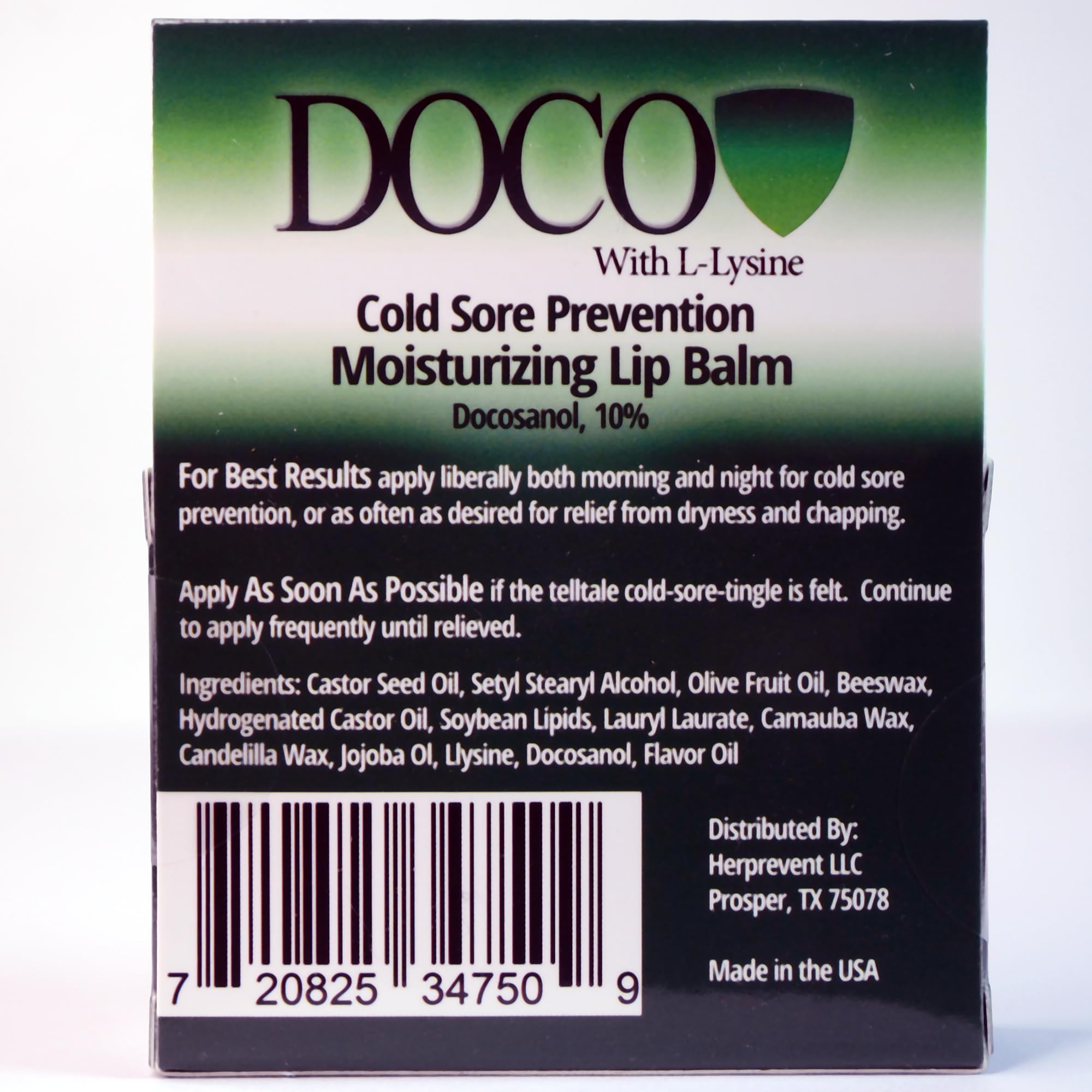 DocoShield bálsamo labial facilita una aplicación suave para el cuidado diario.