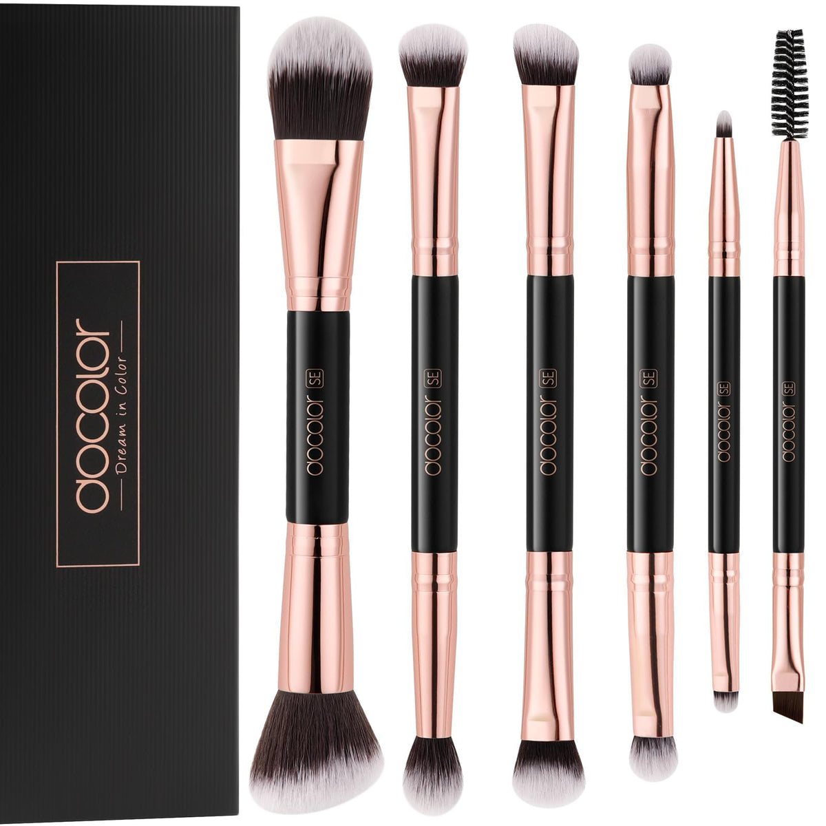 Brochas dobles de Docolor para sombras de ojos, ofrecen mezcla suave y acabado pulido.