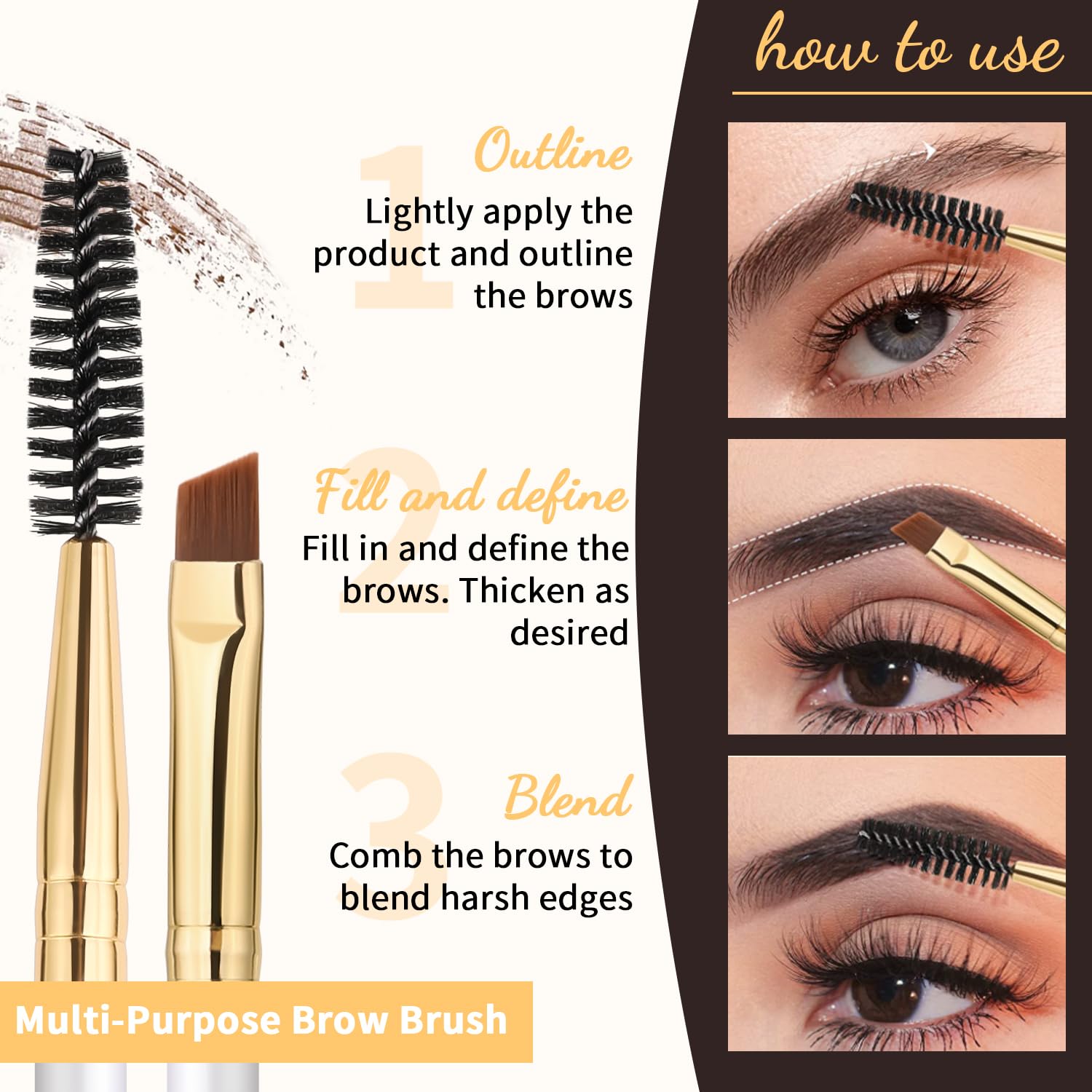 Docolor cepillo angular para cejas, precisión controlada para delinear