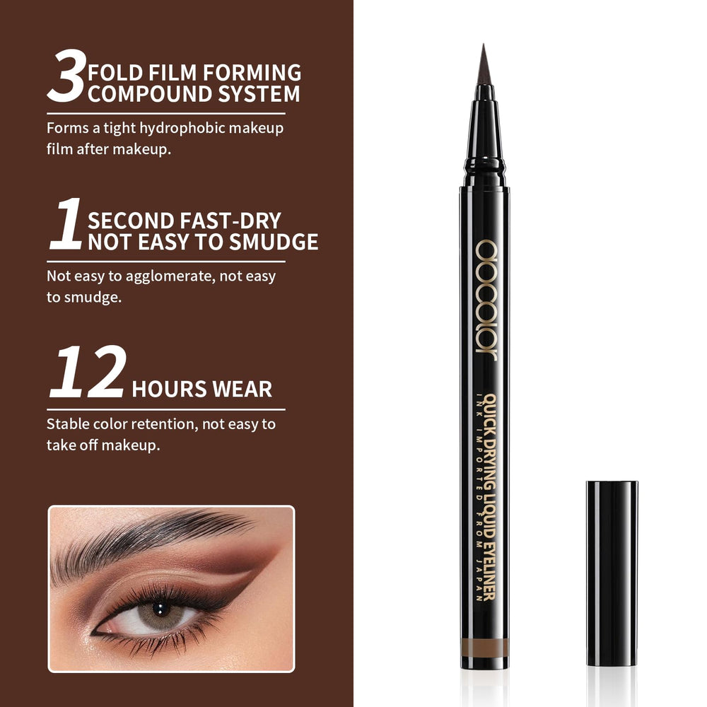 Docolor delineador líquido marrón con aplicación para ojos sensibles.