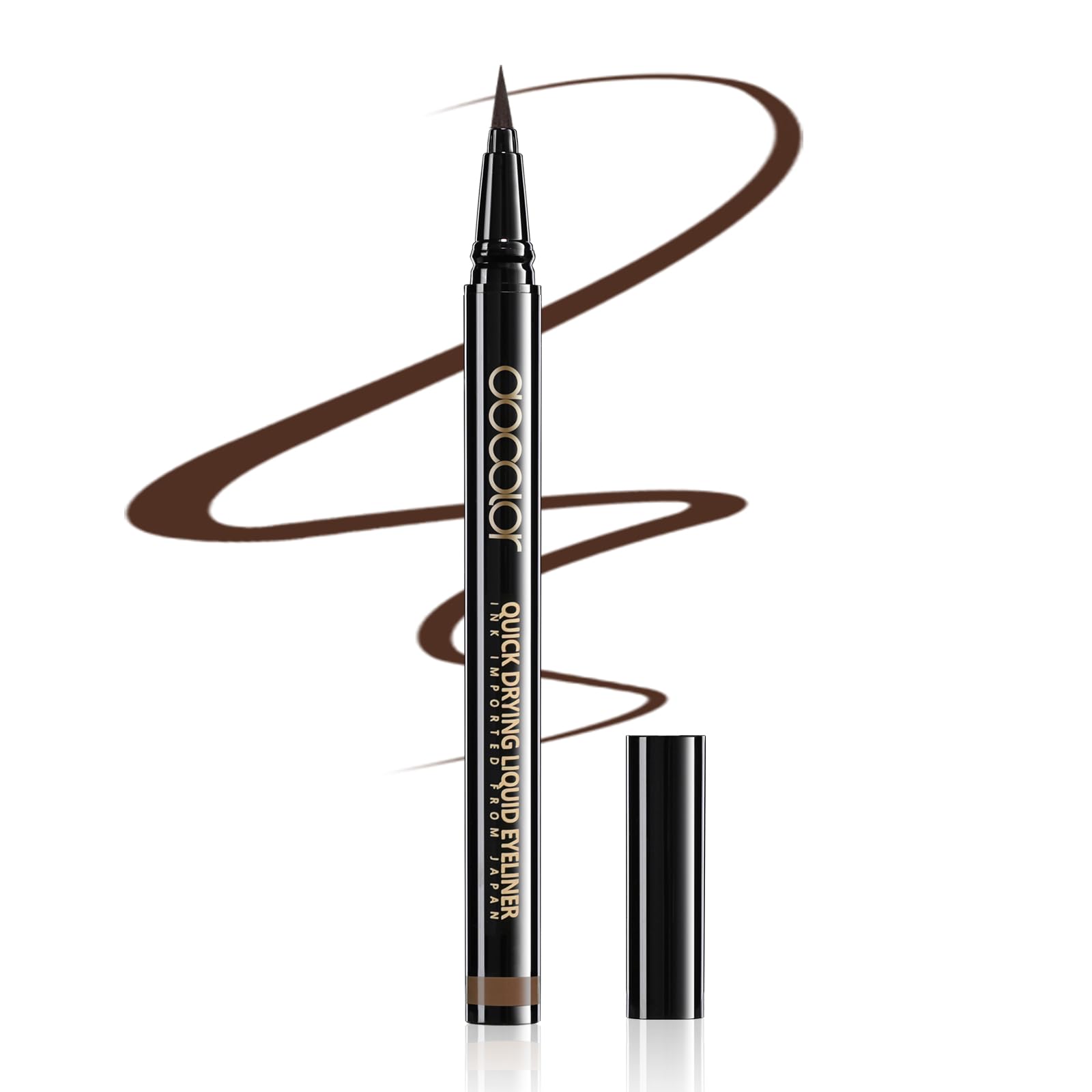 Docolor delineador líquido marrón, trazo preciso para delineado definido.