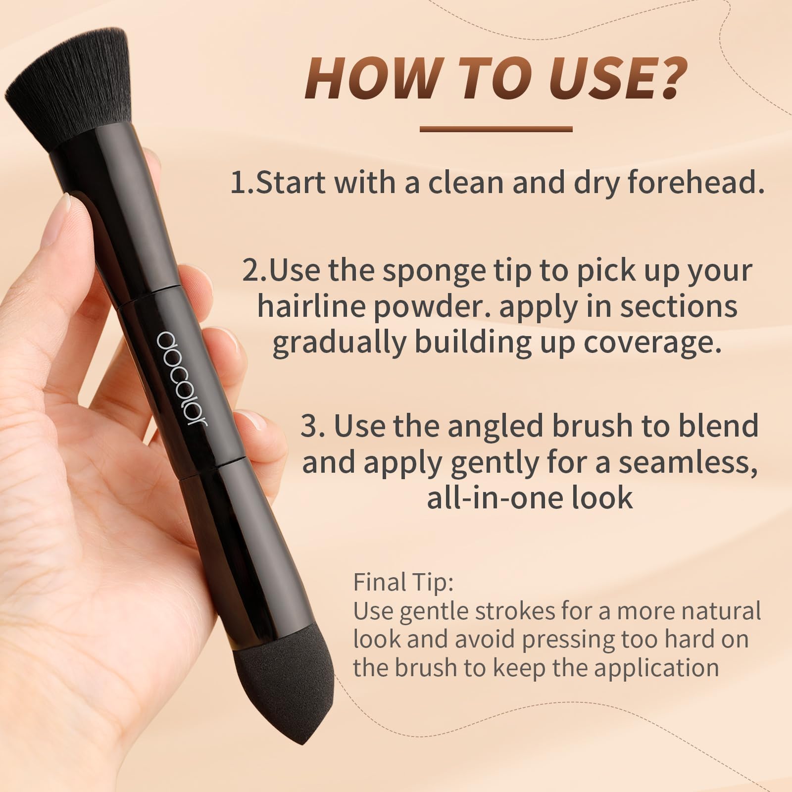 Pincel docolor para contorno de cabello y barba, uso versátil.