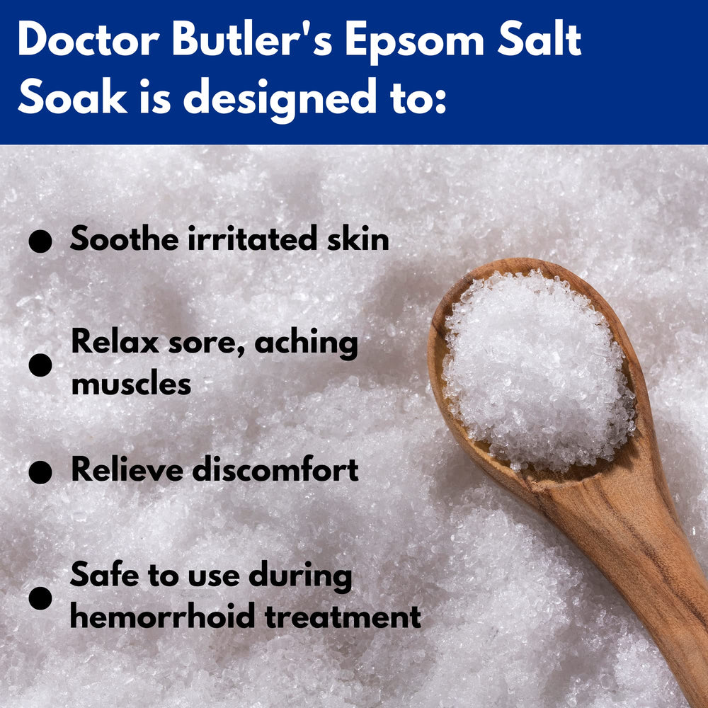 Doctor Butler’s Sels d’Epsom pour bain menthe et eucalyptus, sensation frais et relaxant.