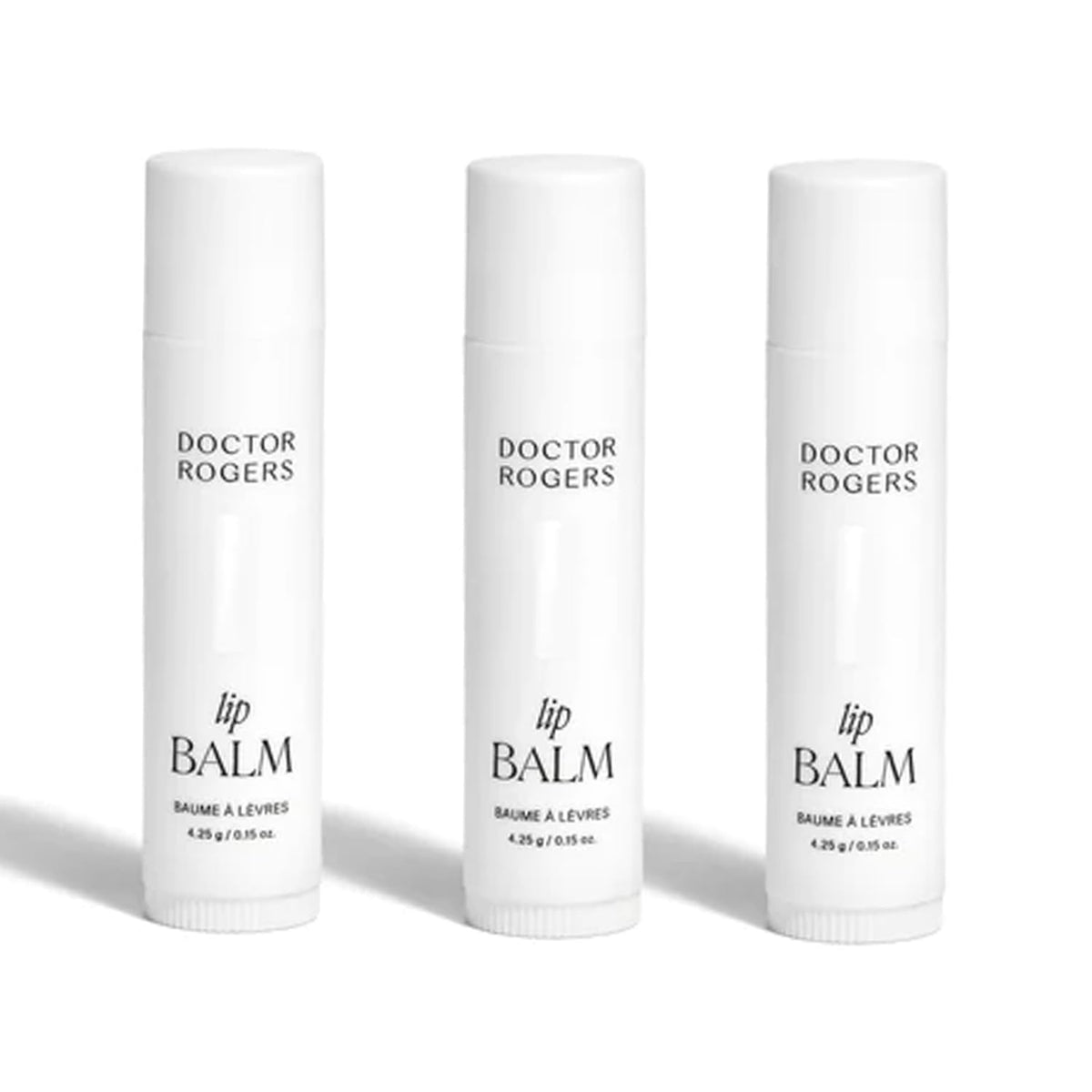 Doctor Rogers Lip Balm pack of three tubes offers long-lasting hydration.