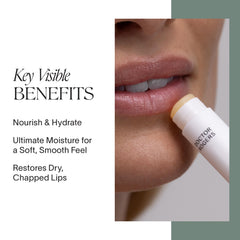 Doctor Rogers Lip Balm tube close-up shows creamy texture for dry lips.